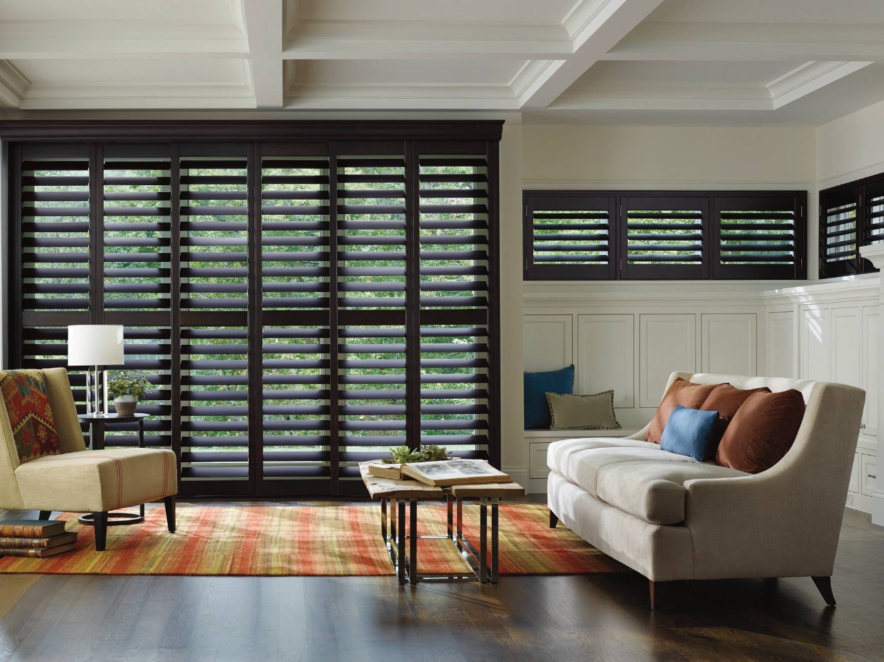 Hunter Douglas Heritance® Wood Shutters in a living room near Saint Petersburg, Florida (FL)